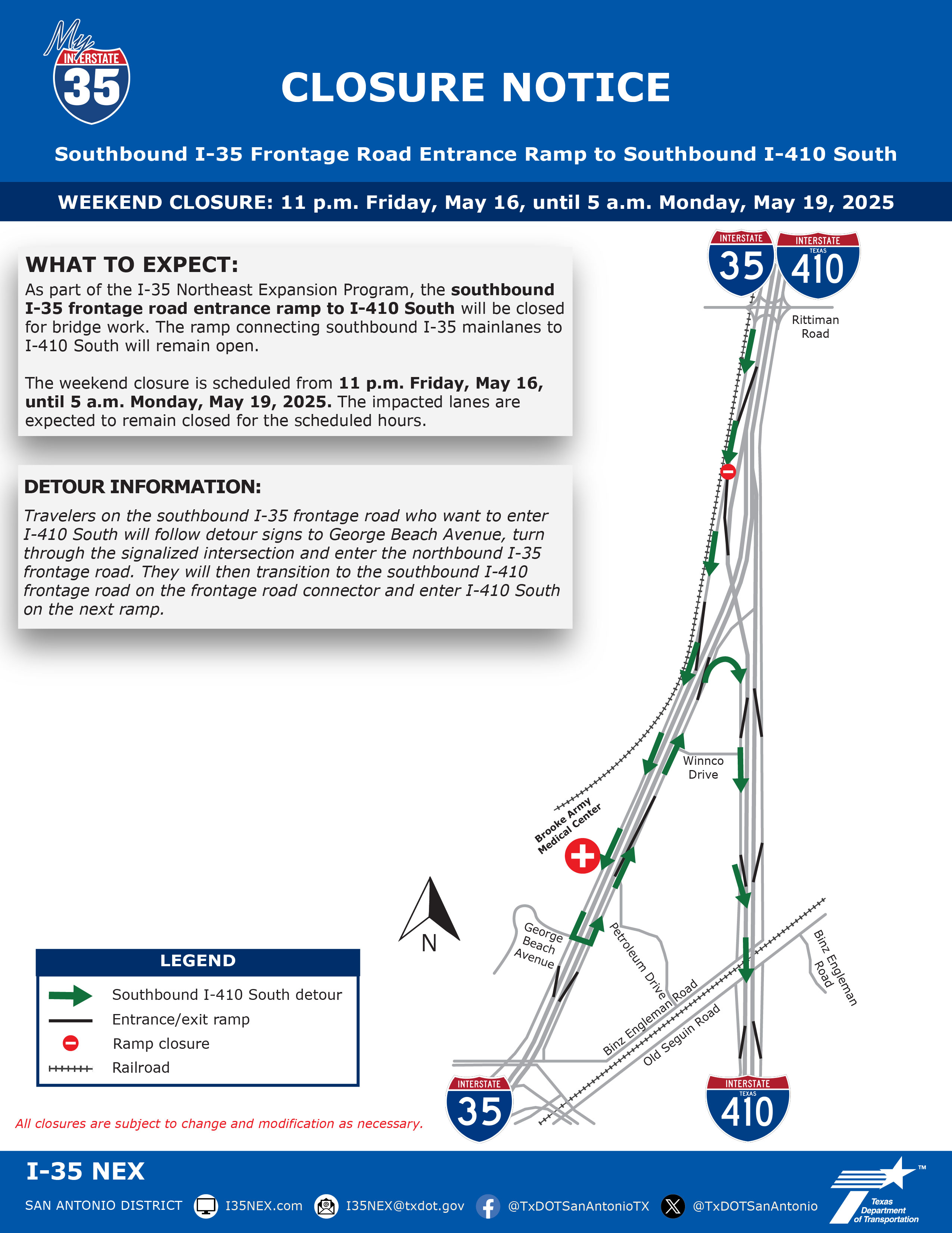 I-35 NEX Project Closure | Upcoming Weekend Closures